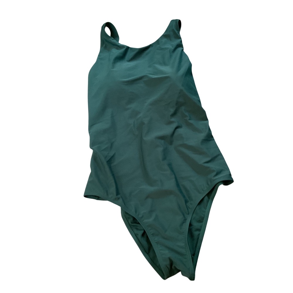 Eddie Bauer Swim Womens XL Teal Green Cage Back One Piece Swimsuit High Neck